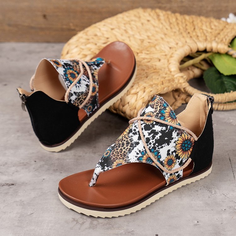 New Printed Back Zipper Beach Sandals