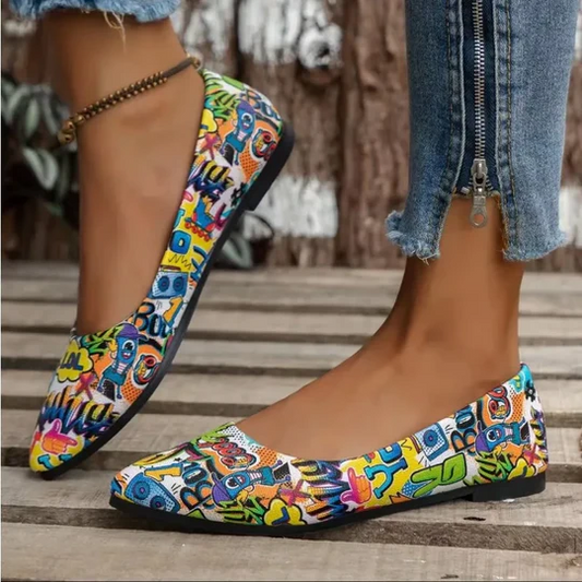 Chaussures de poupée à imprimé graffiti pour femmes