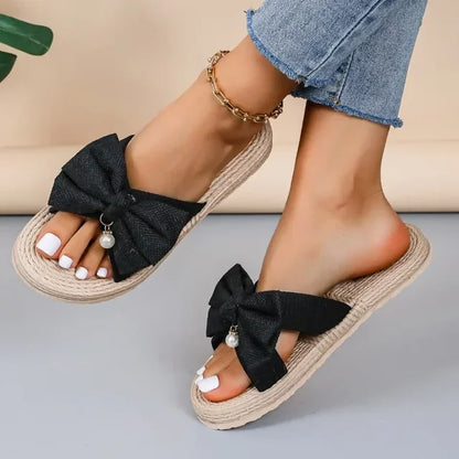 Nouvelle tendance estivale Sandales à talons compensés avec nœud et détail du nœud