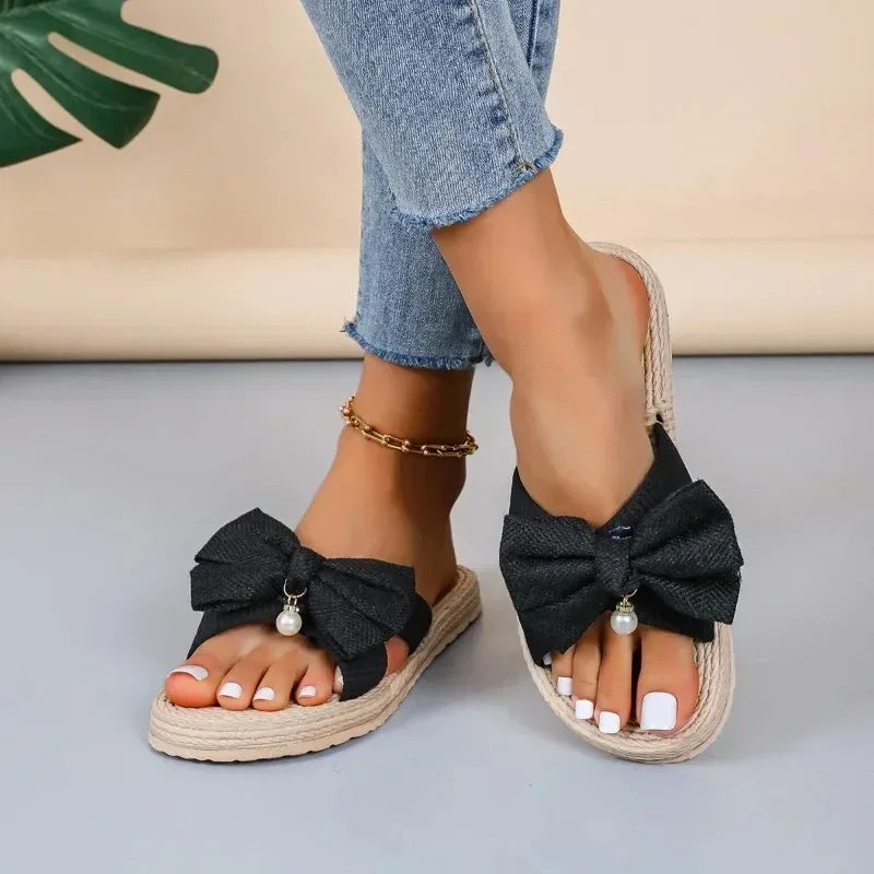 Nouvelle tendance estivale Sandales à talons compensés avec nœud et détail du nœud