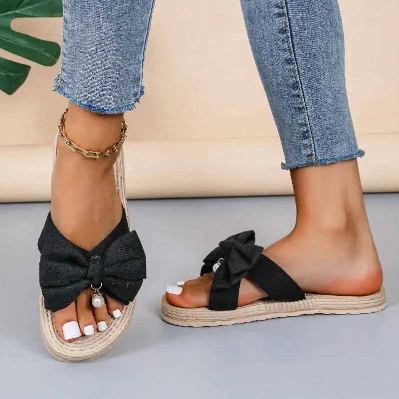 Nouvelle tendance estivale Sandales à talons compensés avec nœud et détail du nœud