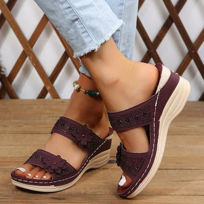 Womens Slippers Pumps Wedge Heels Slingbacks Roman Sandals Beach Shoes Open Toe