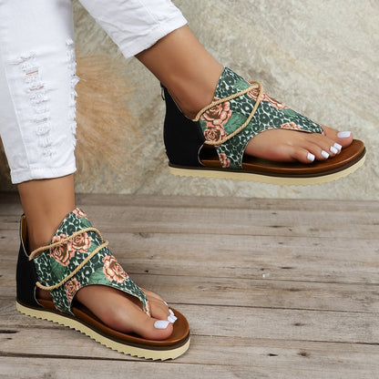 New Printed Back Zipper Beach Sandals