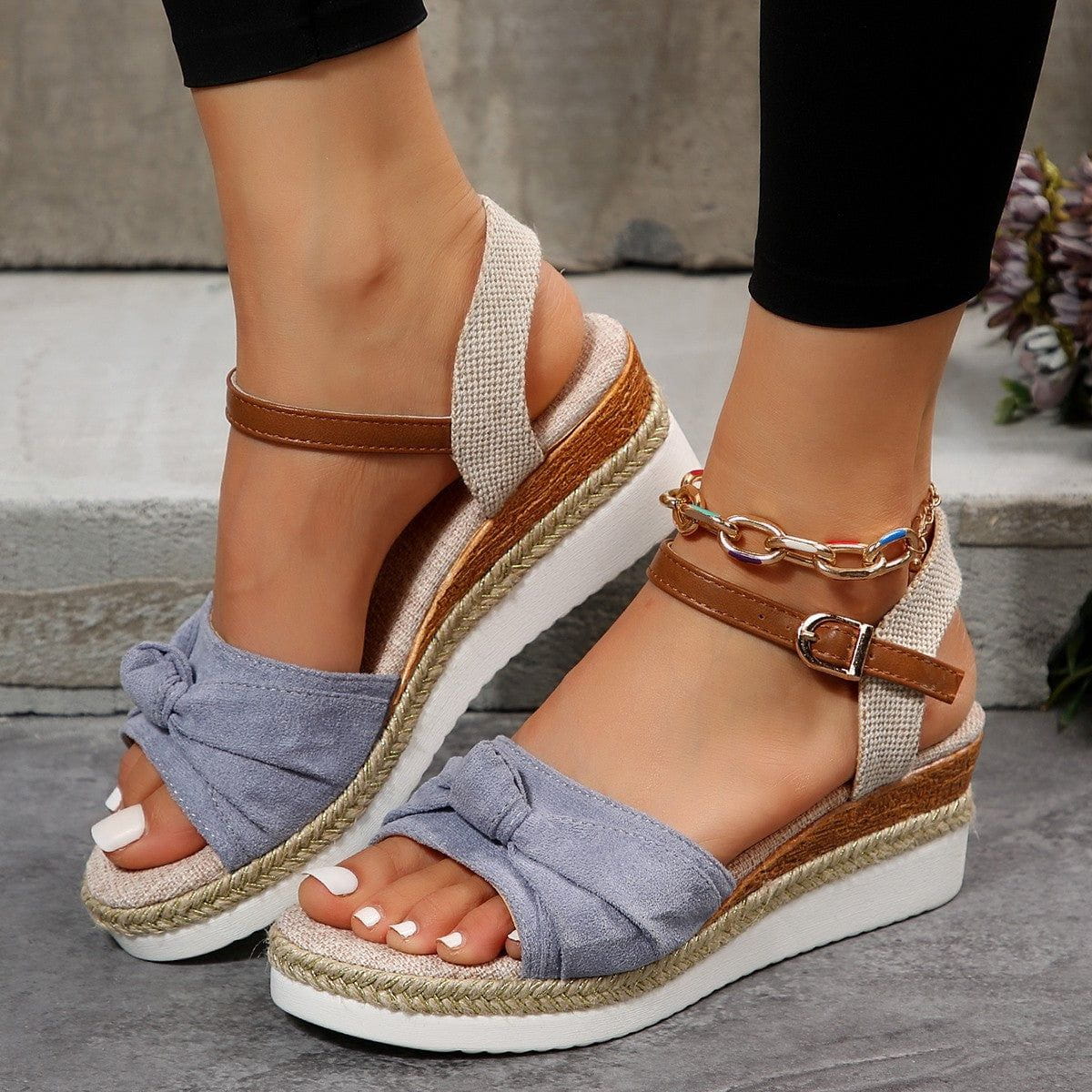 Sandales à espadrille à décor de nœuds