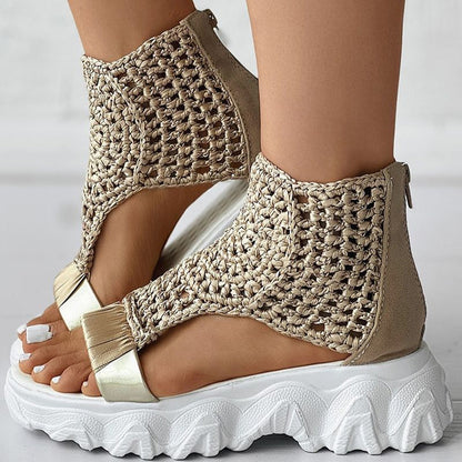 Mesh Flat Sandals Hollow Female Platform Shoes