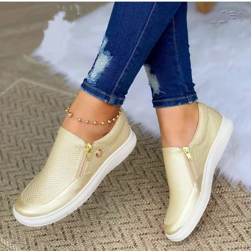 Femmes Slip On Flat Trainers Sneakers Comfy