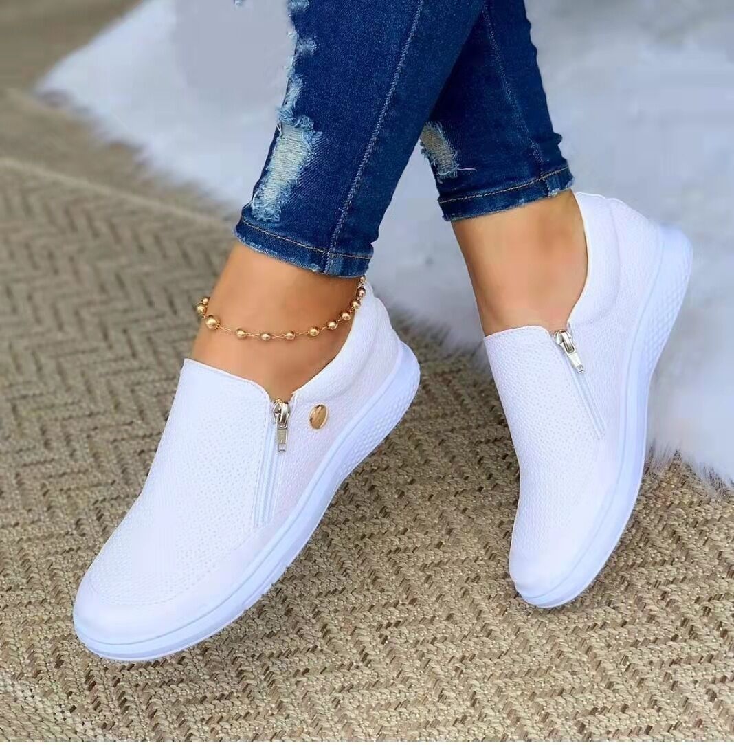 Femmes Slip On Flat Trainers Sneakers Comfy