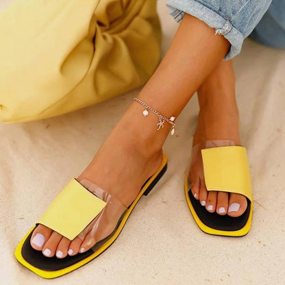 Women Slippers Summer Woman Transparent Patchwork Flats