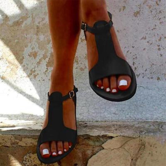 Sandales plates classiques à boucles pour femmes