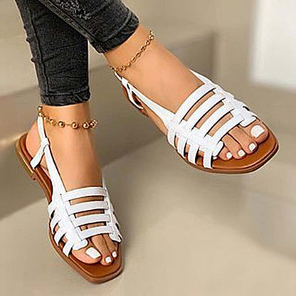 Womens Ankle Strap Wide Fit Flat Sandals Ladies