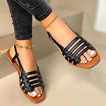 Womens Ankle Strap Wide Fit Flat Sandals Ladies