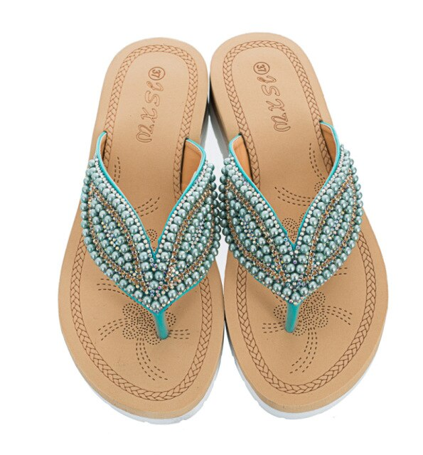 Beach Female Rhinestone Casual Non-slip Sandals (sandales antidérapantes)