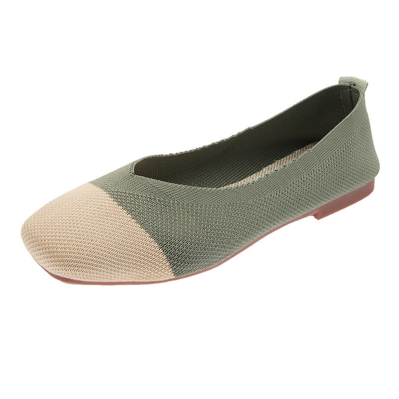 Maille Femmes Ballet Pieds Carrés Mocassins Respirants Mocassins