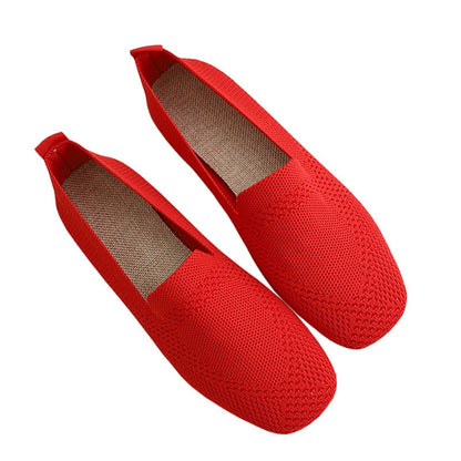 Maille Femmes Ballet Pieds Carrés Mocassins Respirants Mocassins