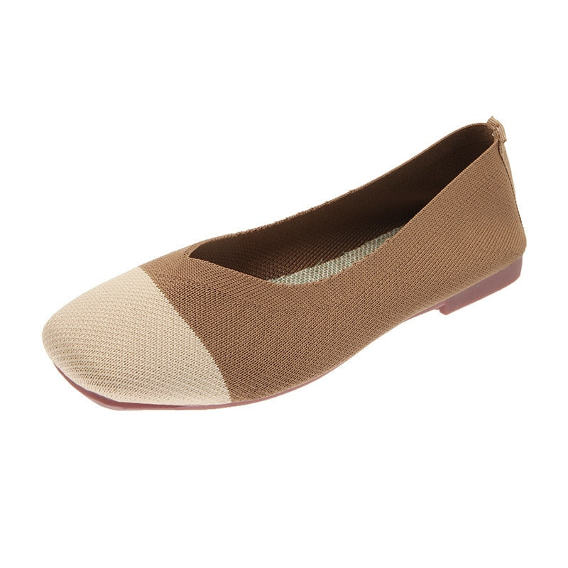 Maille Femmes Ballet Pieds Carrés Mocassins Respirants Mocassins