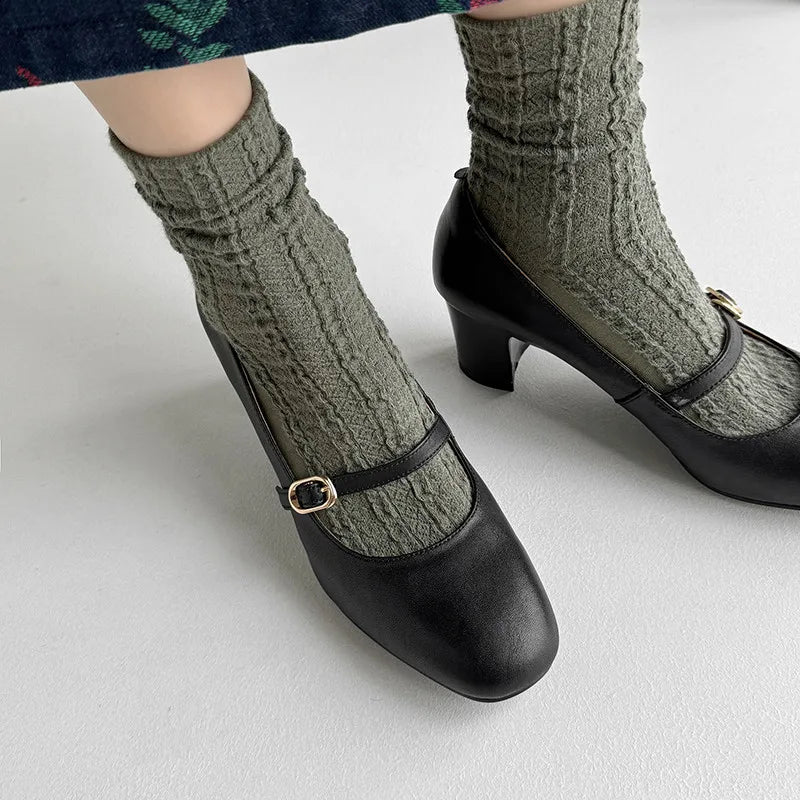 Chaussures à talons hauts en cuir véritable pour femmes