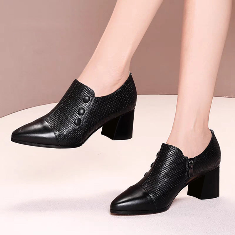 Chaussures en cuir à fermeture latérale pour femmes