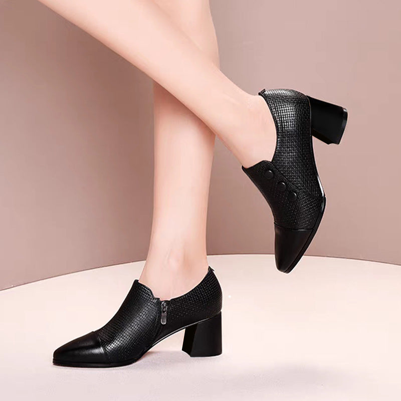 Chaussures en cuir à fermeture latérale pour femmes