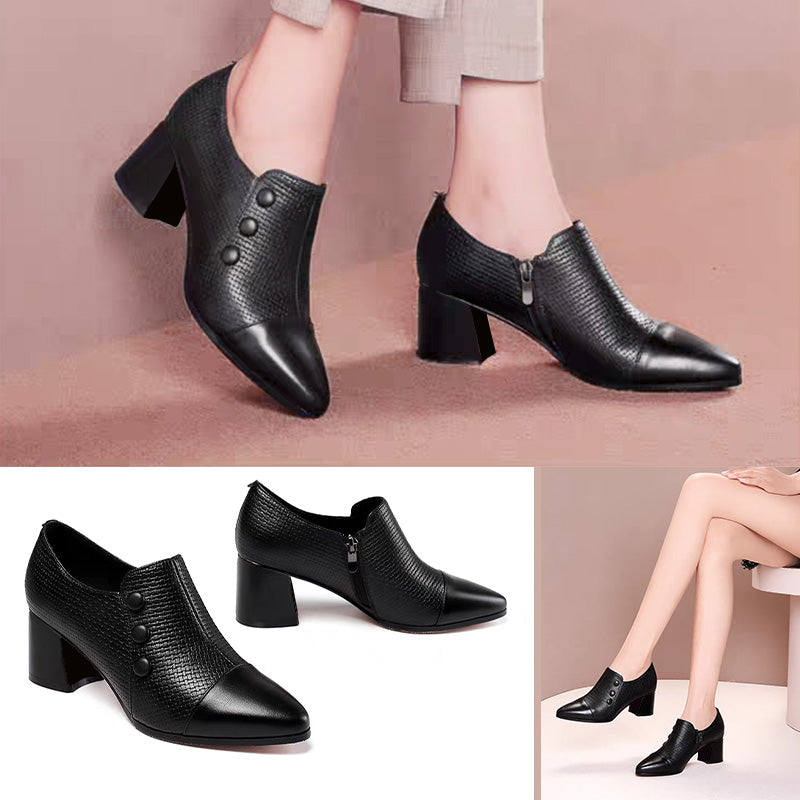 Chaussures en cuir à fermeture latérale pour femmes