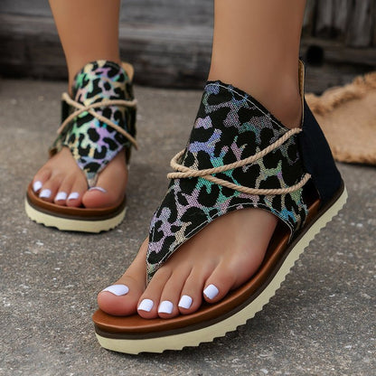 New Printed Back Zipper Beach Sandals