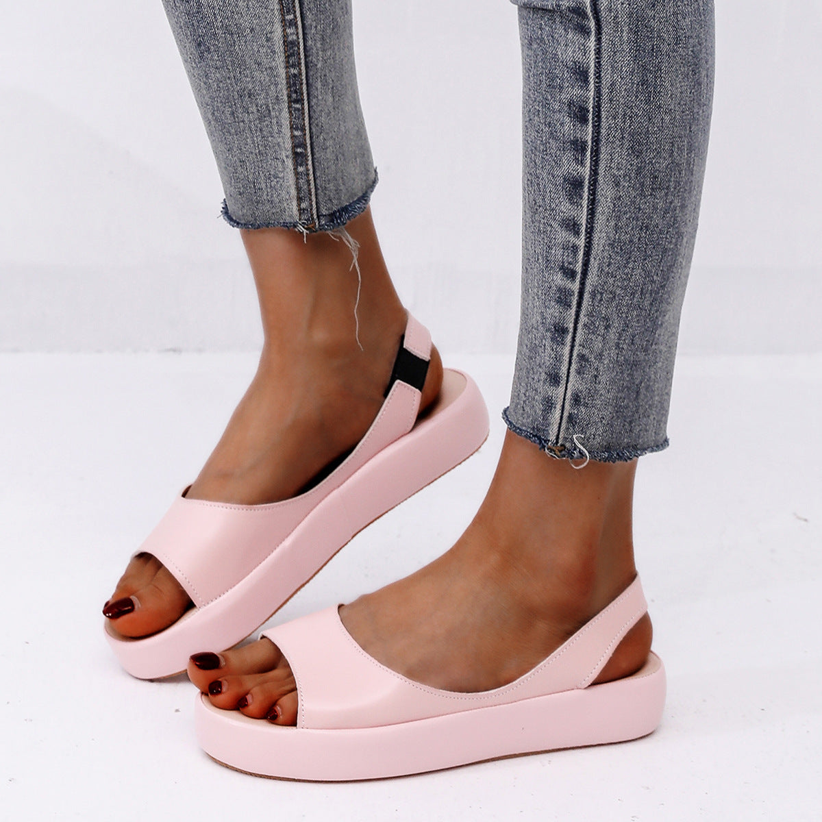 Peep Toe Beach Shoes Slip On