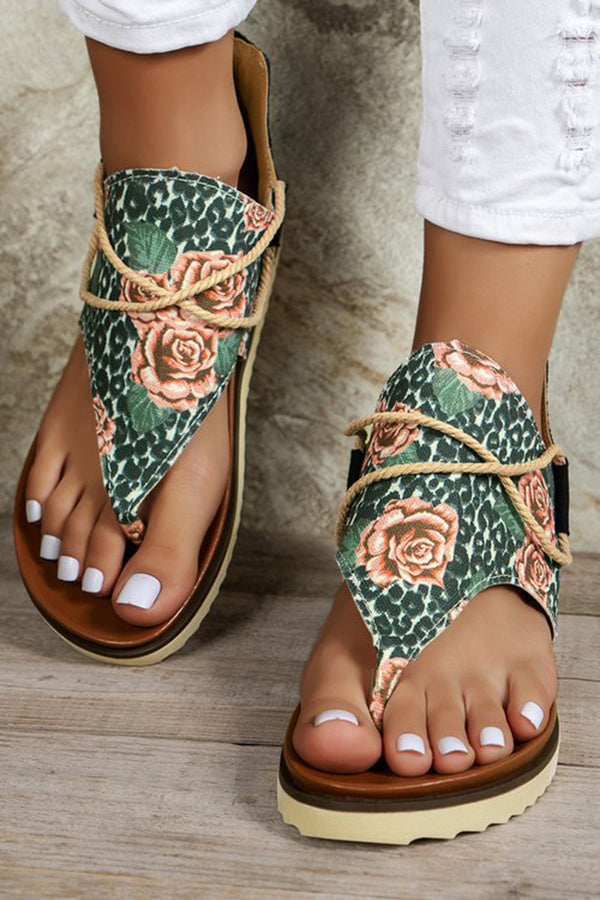 New Printed Back Zipper Beach Sandals