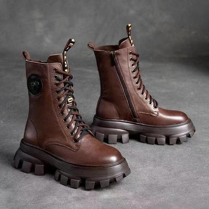 Bottes à plateforme en cuir chaud fabriquées à la main