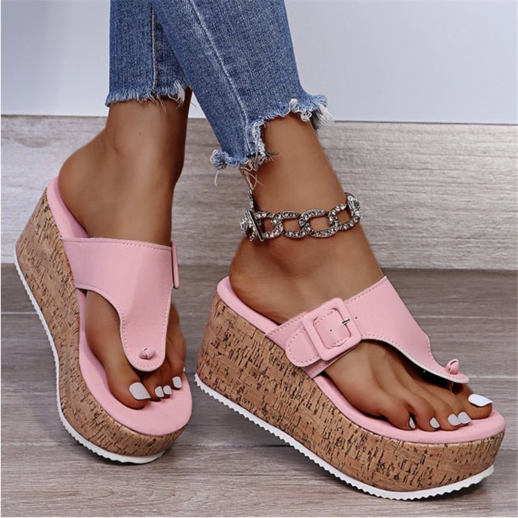 Womens Flops Open Toe Wedge Sandals