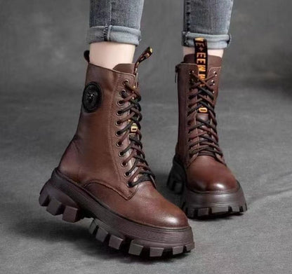 Bottes à plateforme en cuir chaud fabriquées à la main