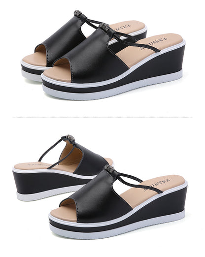 Véritable sandales Leren Wedges