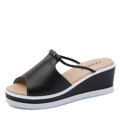 Véritable sandales Leren Wedges