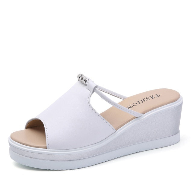 Véritable sandales Leren Wedges