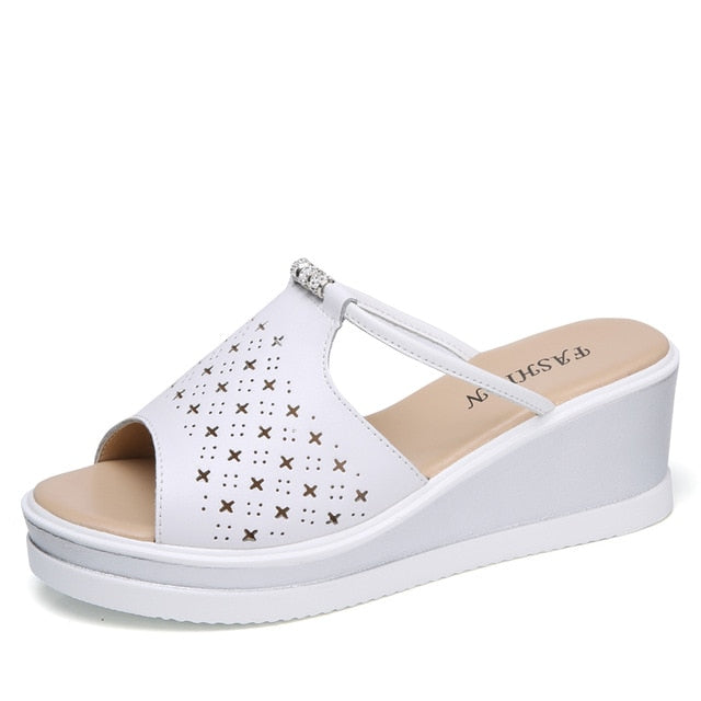 Véritable sandales Leren Wedges