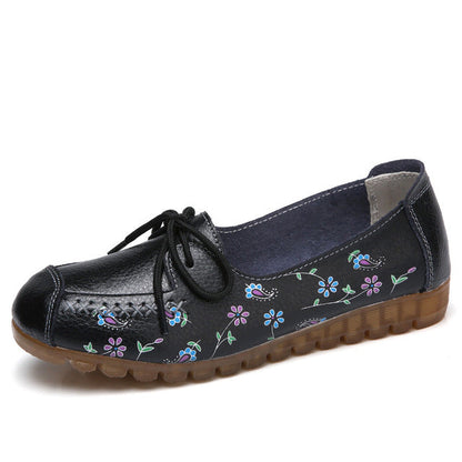 Chaussures florales en cuir pour femmes