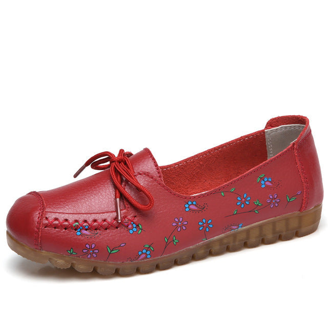 Chaussures florales en cuir pour femmes