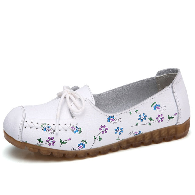 Chaussures florales en cuir pour femmes