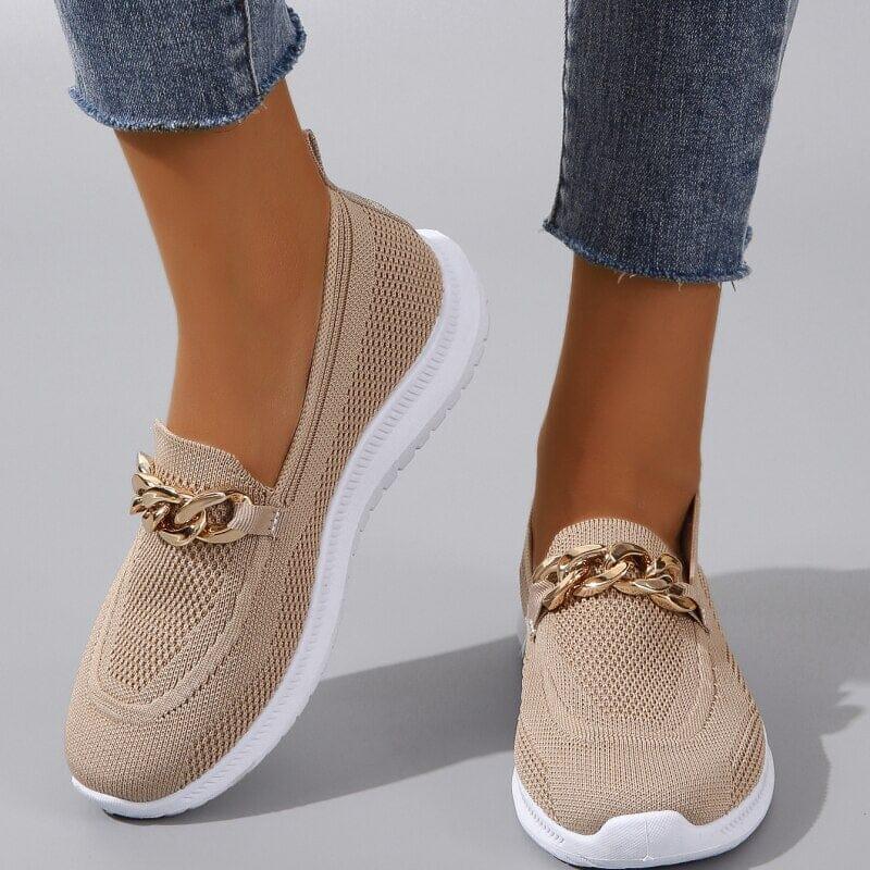 Ladies Womens Knit Sneaker Loafer Slip On